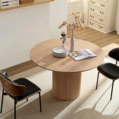 47,24 inch MDF Dining Table for Dining Room  Round Dinner Tables Mid-Century Modern Table OAK