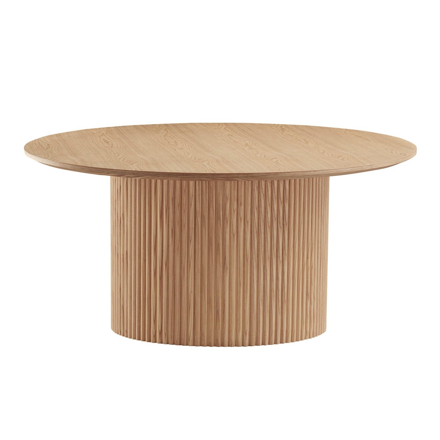 31.49  inch Coffee Table for Dining Room  Round coffee Tables Mid-Century Modern Table with Wood oak