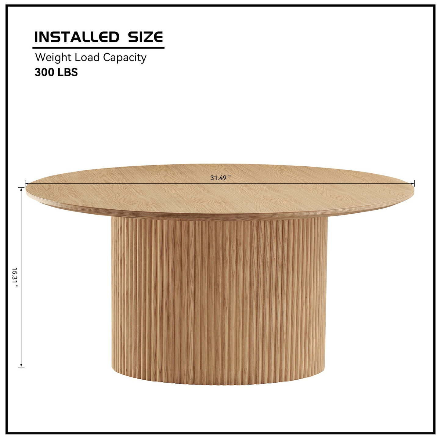 31.49  inch Coffee Table for Dining Room  Round coffee Tables Mid-Century Modern Table with Wood oak