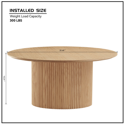 31.49  inch Coffee Table for Dining Room  Round coffee Tables Mid-Century Modern Table with Wood oak