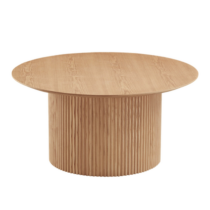 31.49  inch Coffee Table for Dining Room  Round coffee Tables Mid-Century Modern Table with Wood oak