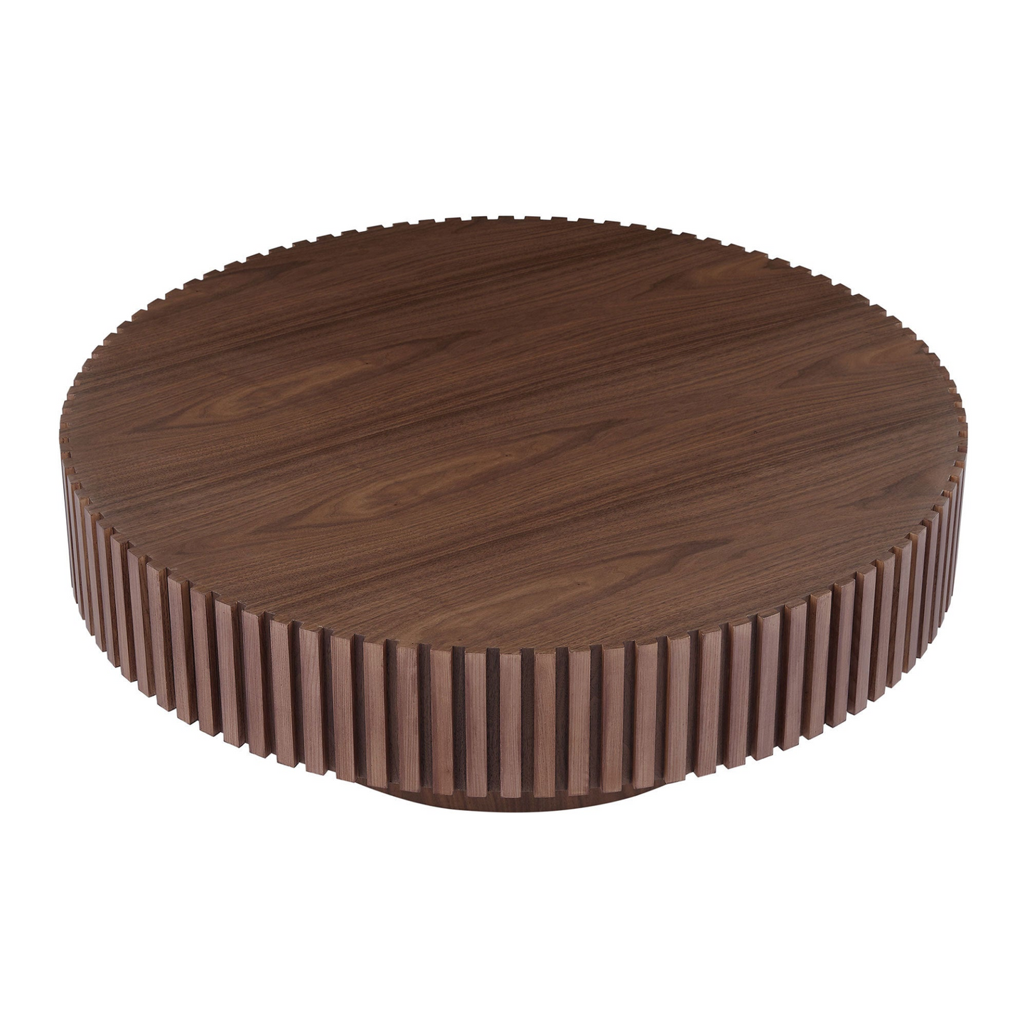 39.37'' Round MDF Coffee Table Mid Century Modern Coffee Table Unique Coffee Table for Living Room Furniture, Tea Table WALNUT