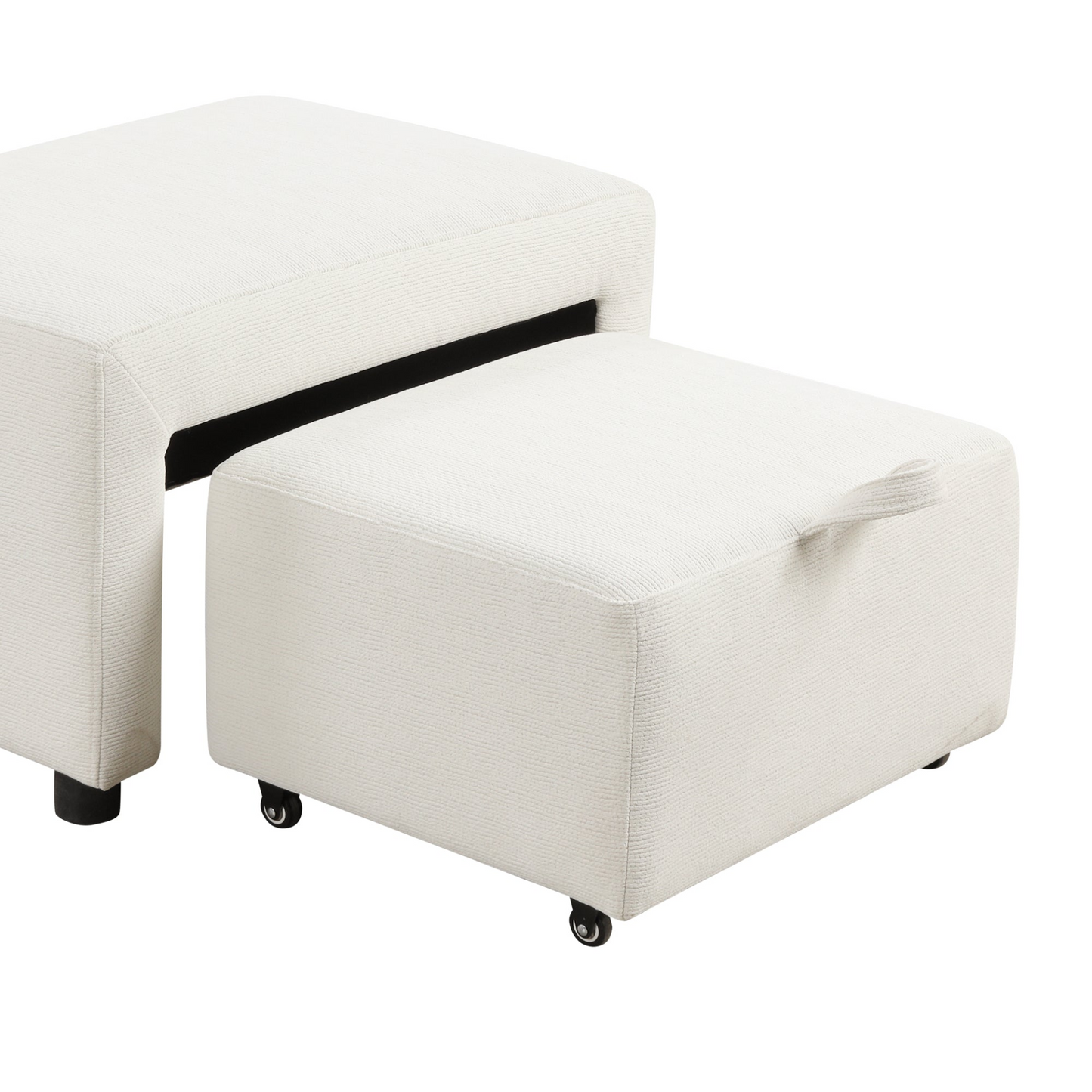86.6" Sectional Sofa L-shaped Sofa Couch Pull-out Sofa Bed with a Movable Ottoman, Two USB Ports  and Two Cup Holders for Living Room, Beige