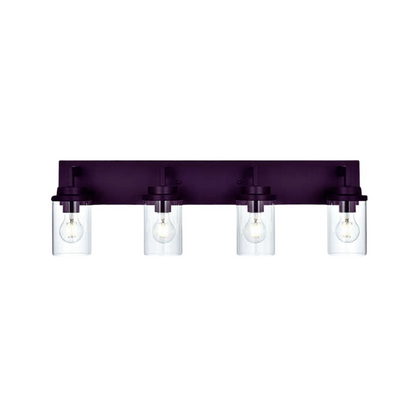 Modern Wall Bathroom Vanity Light Fixture 4 Light Oil Rubbed Bronze Metal with Clear Glass Shade,Industrial Vintage Farmhouse Wall Mount Lighting Sconce