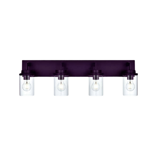 Modern Wall Bathroom Vanity Light Fixture 4 Light Oil Rubbed Bronze Metal with Clear Glass Shade,Industrial Vintage Farmhouse Wall Mount Lighting Sconce