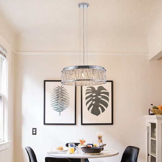 Modern Crystal Chandelier 18.9 Inches Aluminum+Iron Round Ceiling Light Flush Mount Ceiling Light Fixture for kitchen Island Dinning Bedrooms and Hallway