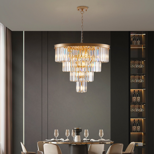 Contemporary Crystal Modern Chandeliers Crystal Ceiling Chandelier 4 Tier Golden Chandelier Lighting for Dining Room Living Room Bedroom (Bulbs Not Included)