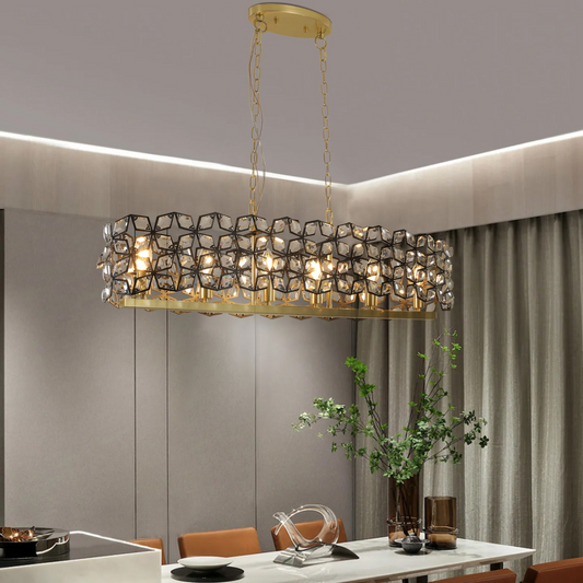 Modern Champagne Gold Oval Crystal ceiling chandelier  Luxury Home Decor Light Fixture