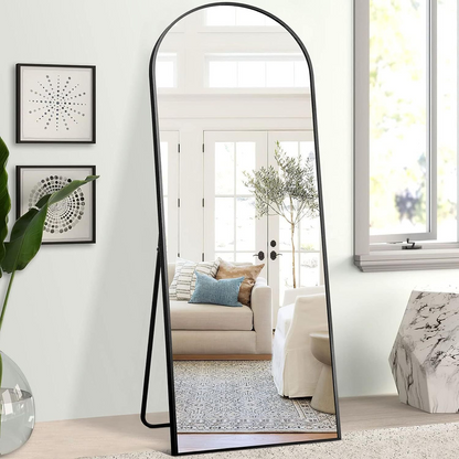 Black 63x20 inch metal arch stand full length mirror
