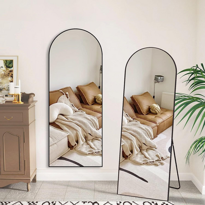 Black 63x20 inch metal arch stand full length mirror