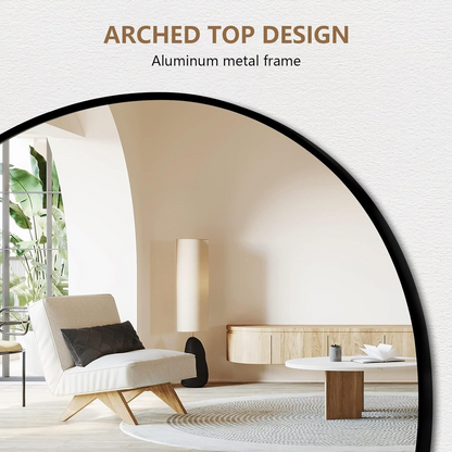 Black 63x20 inch metal arch stand full length mirror