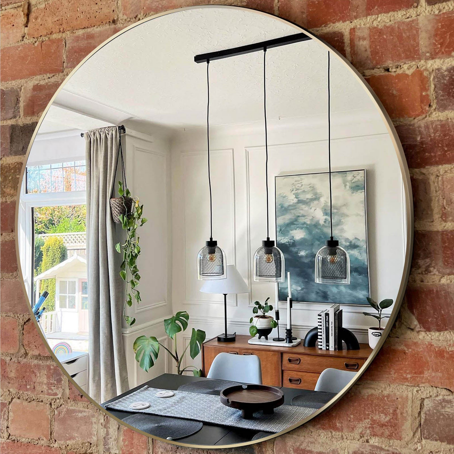 Gold 30 Inch Metal Round Bathroom Mirror