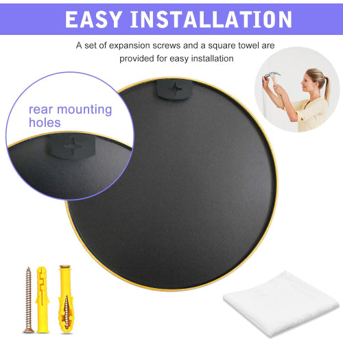 Gold 30 Inch Metal Round Bathroom Mirror