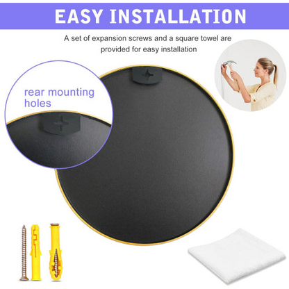 Gold 30 Inch Metal Round Bathroom Mirror