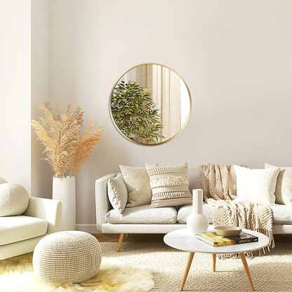 Gold 16 Inch Metal Round Bathroom Mirror