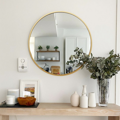 Gold 16 Inch Metal Round Bathroom Mirror