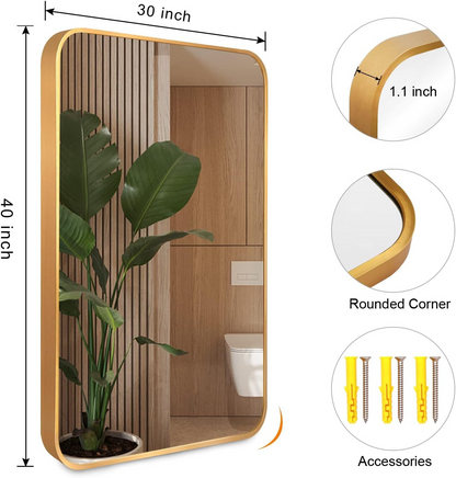 Gold 30 "x40" Rectangular Bathroom Wall Mirror