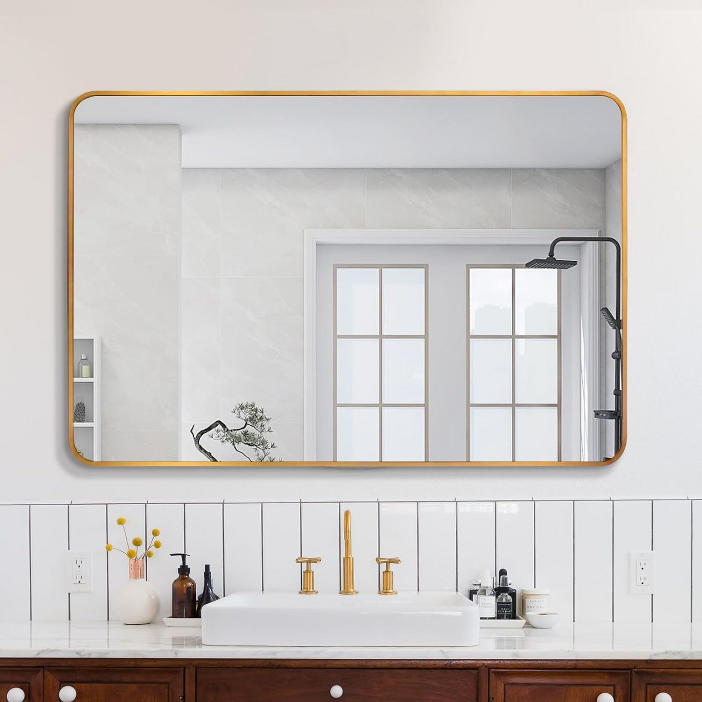 Gold 30 "x40" Rectangular Bathroom Wall Mirror