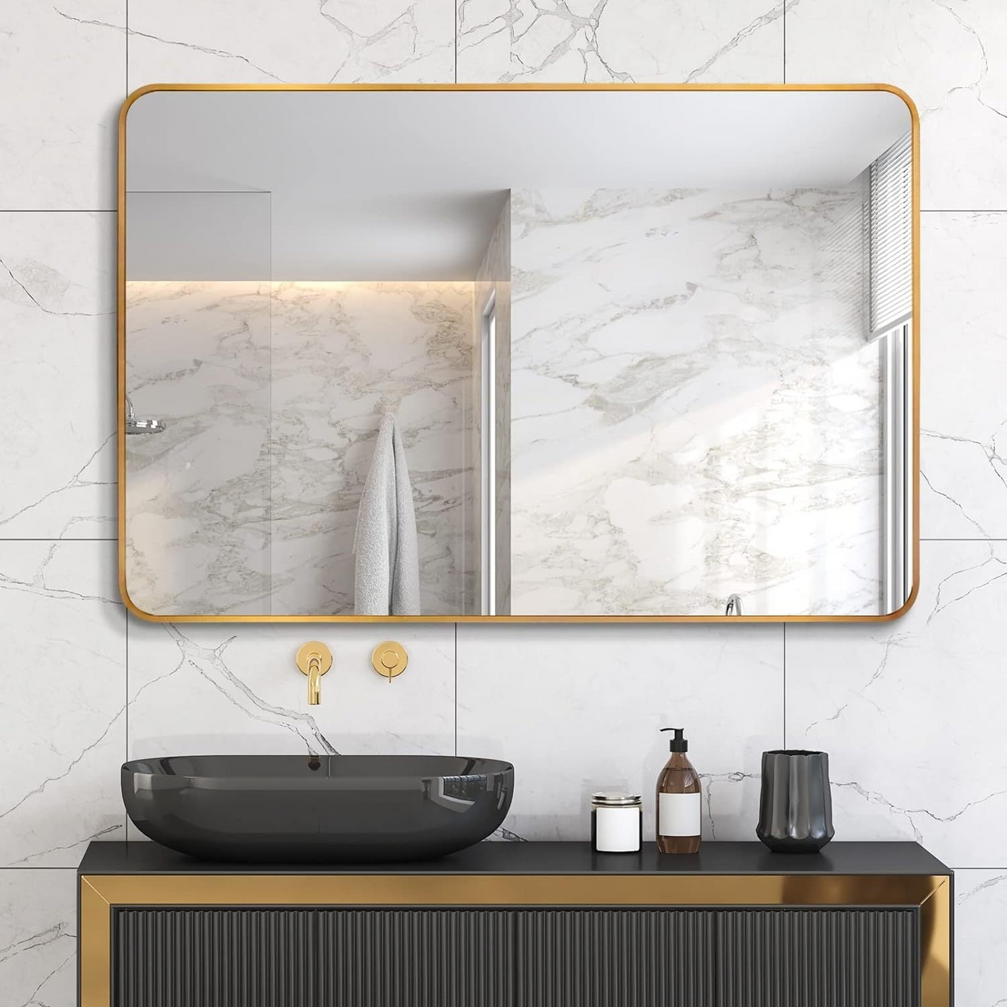 Gold 30 "x40" Rectangular Bathroom Wall Mirror