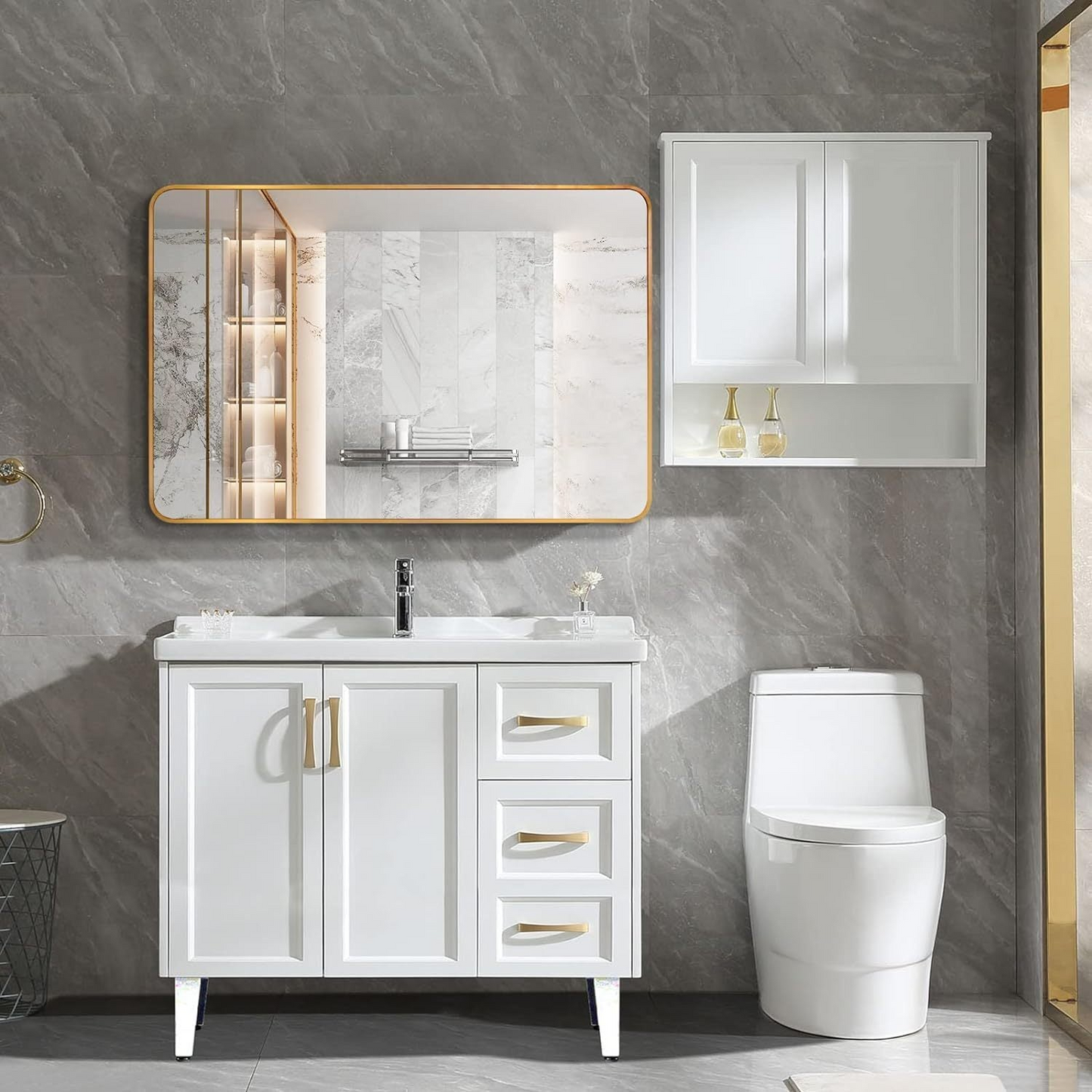 Gold 30 "x40" Rectangular Bathroom Wall Mirror