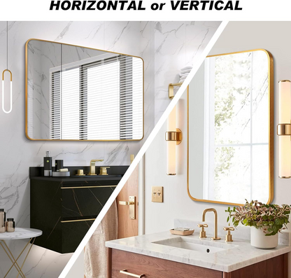 Gold 30 "x40" Rectangular Bathroom Wall Mirror