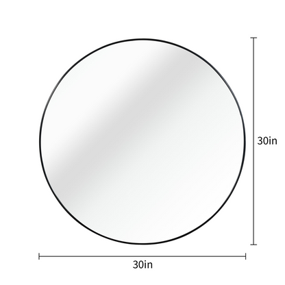Black 30 Inch Metal Round Bathroom Mirror