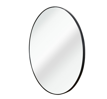 Black 16 Inch Metal Round Bathroom Mirror