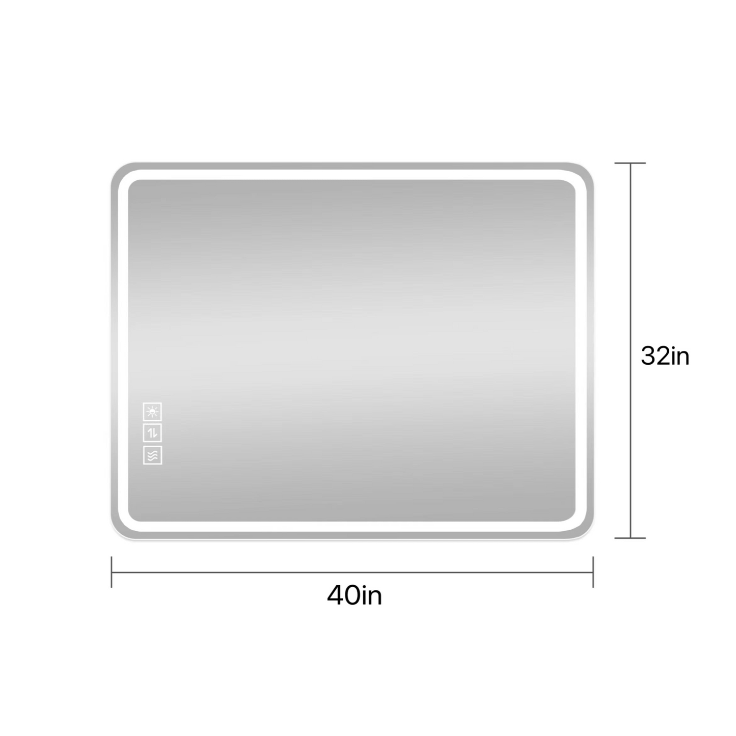 40x32 Inch LED Bathroom Mirror Vanity Mirrors with Front Lights Wall Mounted Anti-Fog Frameless Make Up Mirror with Light 5 mm Copper-Free Silver Mirror Horizontal or Vertical