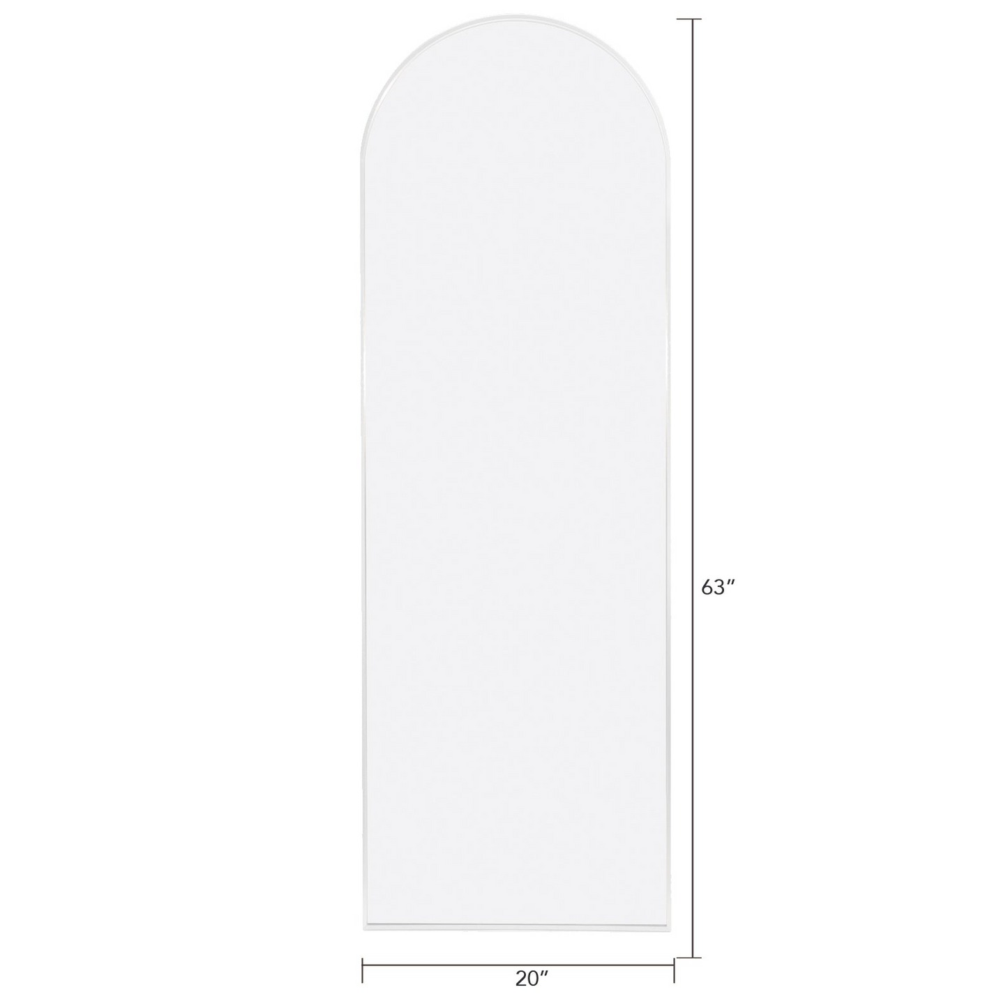 White 63x20 inch metal arch stand full length mirror