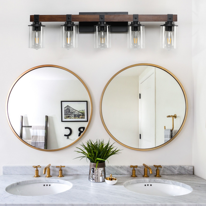 (Same as W1340P155972/L1015-5) 5-Lights Farmhouse Vanity Lights Fixture Rustic Bathroom Light Fixture Bathroom Sconce(Without Bulbs)