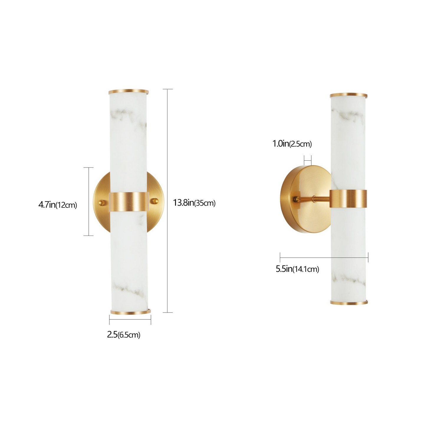 Golden and Elegant Resin Wall Sconce,Set of 2,Modern Vertical Light Fixture for Bathrooms, Hallways, and Bedrooms (Only Inoor)