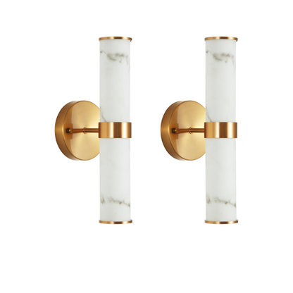 Golden and Elegant Resin Wall Sconce,Set of 2,Modern Vertical Light Fixture for Bathrooms, Hallways, and Bedrooms (Only Inoor)