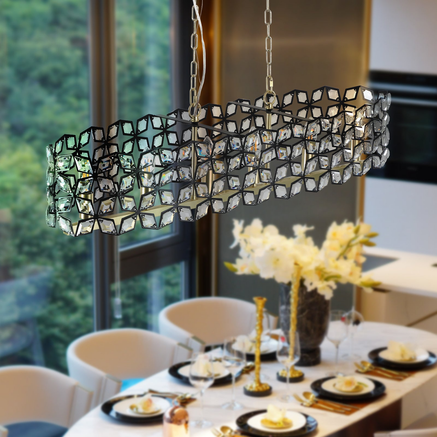 Modern Champagne Gold Oval Crystal ceiling chandelier  Luxury Home Decor Light Fixture
