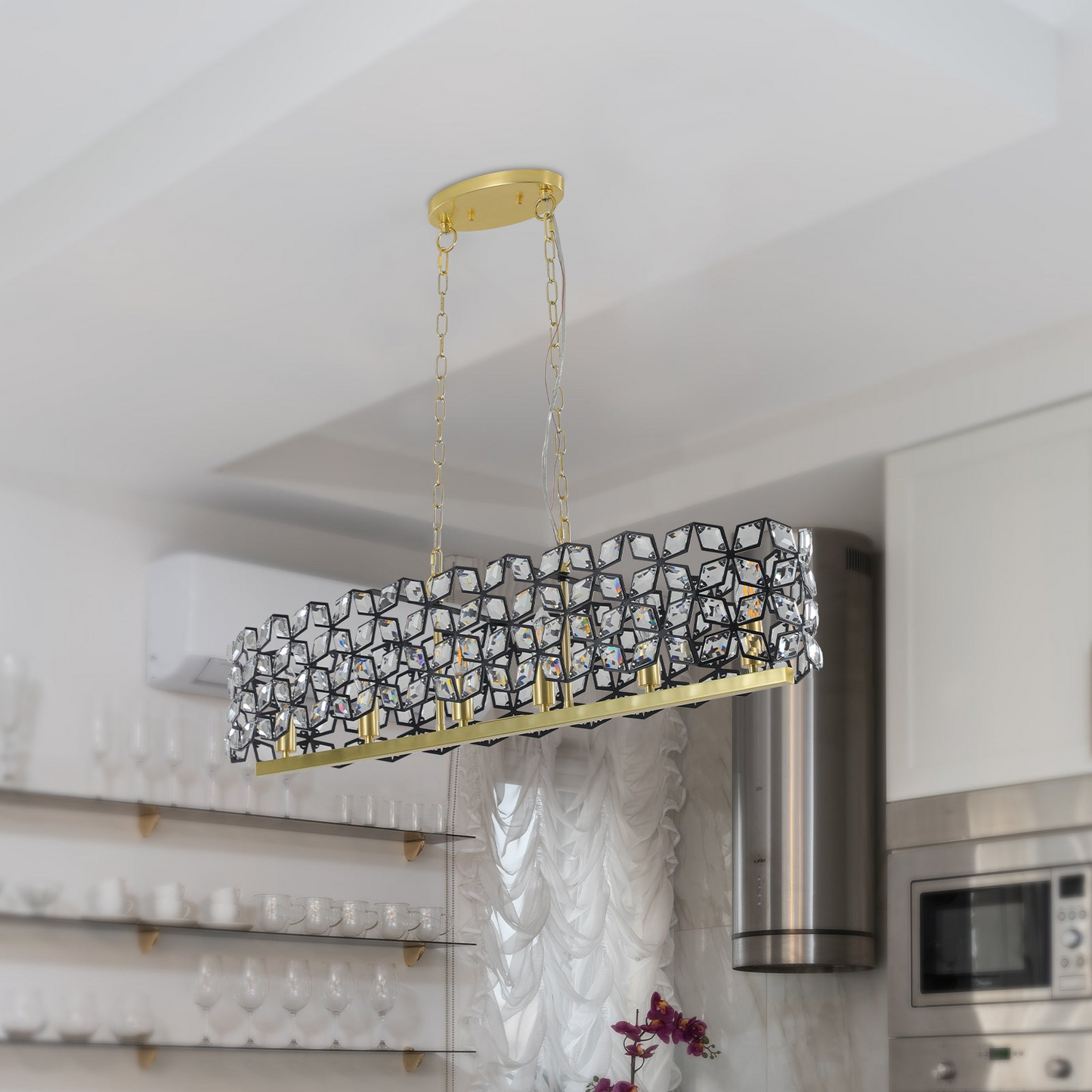 Modern Champagne Gold Oval Crystal ceiling chandelier  Luxury Home Decor Light Fixture