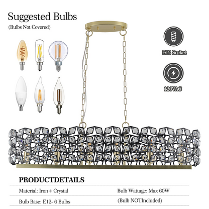 Modern Champagne Gold Oval Crystal ceiling chandelier  Luxury Home Decor Light Fixture