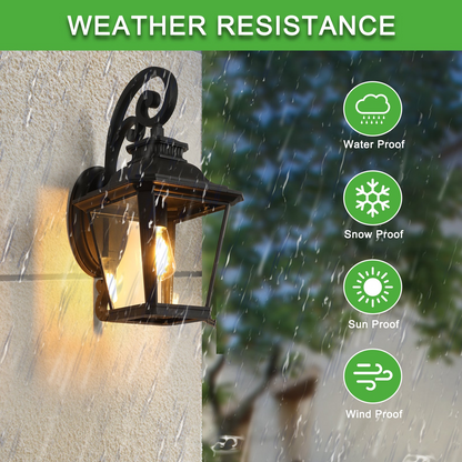 Large Outdoor Wall Sconce Lights with Clear Glass  Can support multiple types of light bulbs 1pack