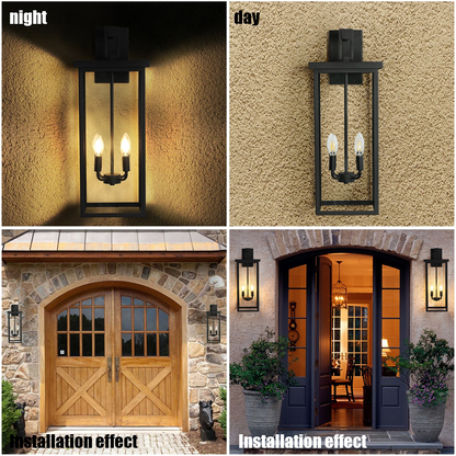 (Same as W1340119951/L1013) 4-Light Black Outdoor Wall Light (No Bulbs)