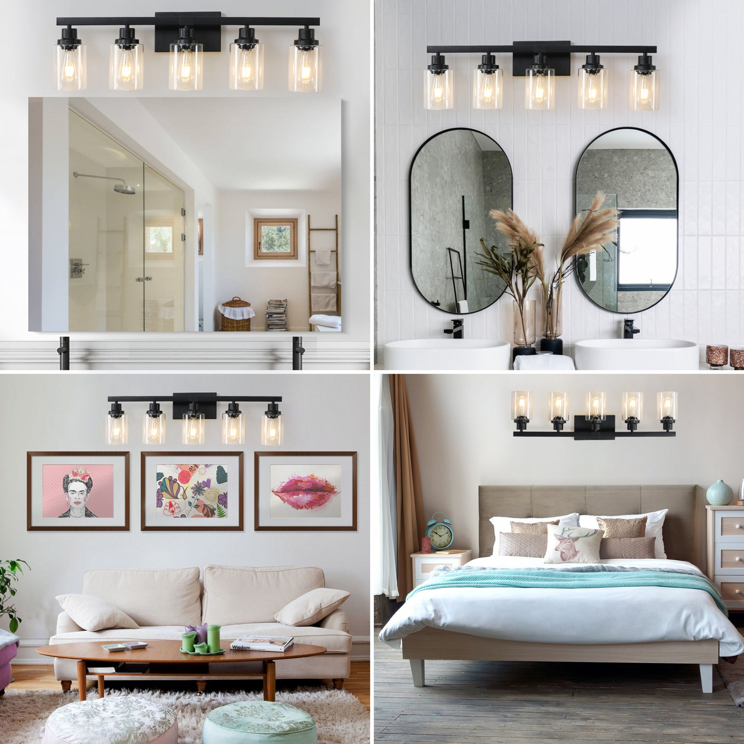 (Same as W1340P197622/L001010-B5) 5-Lights Farmhouse Vanity Lights Fixture Rustic Bathroom Light Fixture Bathroom Sconce (Without Bulbs)