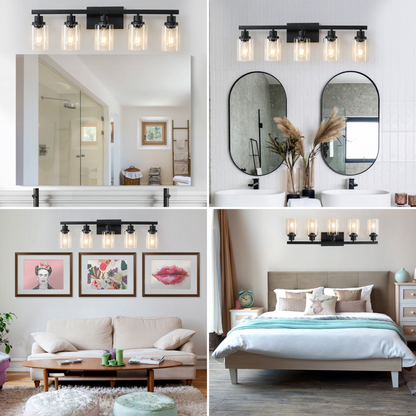 (Same as W1340P197622/L001010-B5) 5-Lights Farmhouse Vanity Lights Fixture Rustic Bathroom Light Fixture Bathroom Sconce (Without Bulbs)
