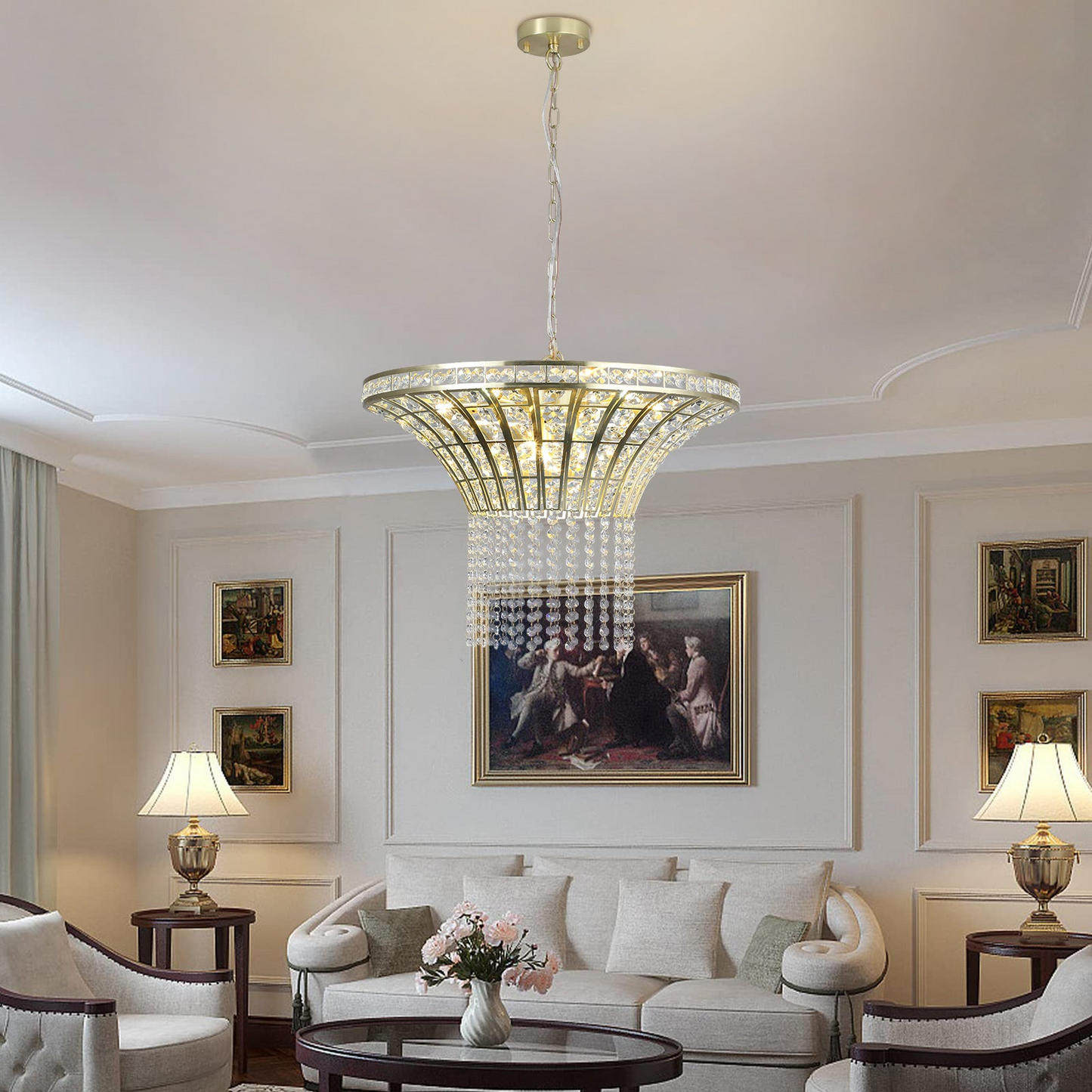 (Same as W1340P189414/L005016-D600-P8G) 8-Light 23.6" Wide Crystal Waterfall Chandelier
