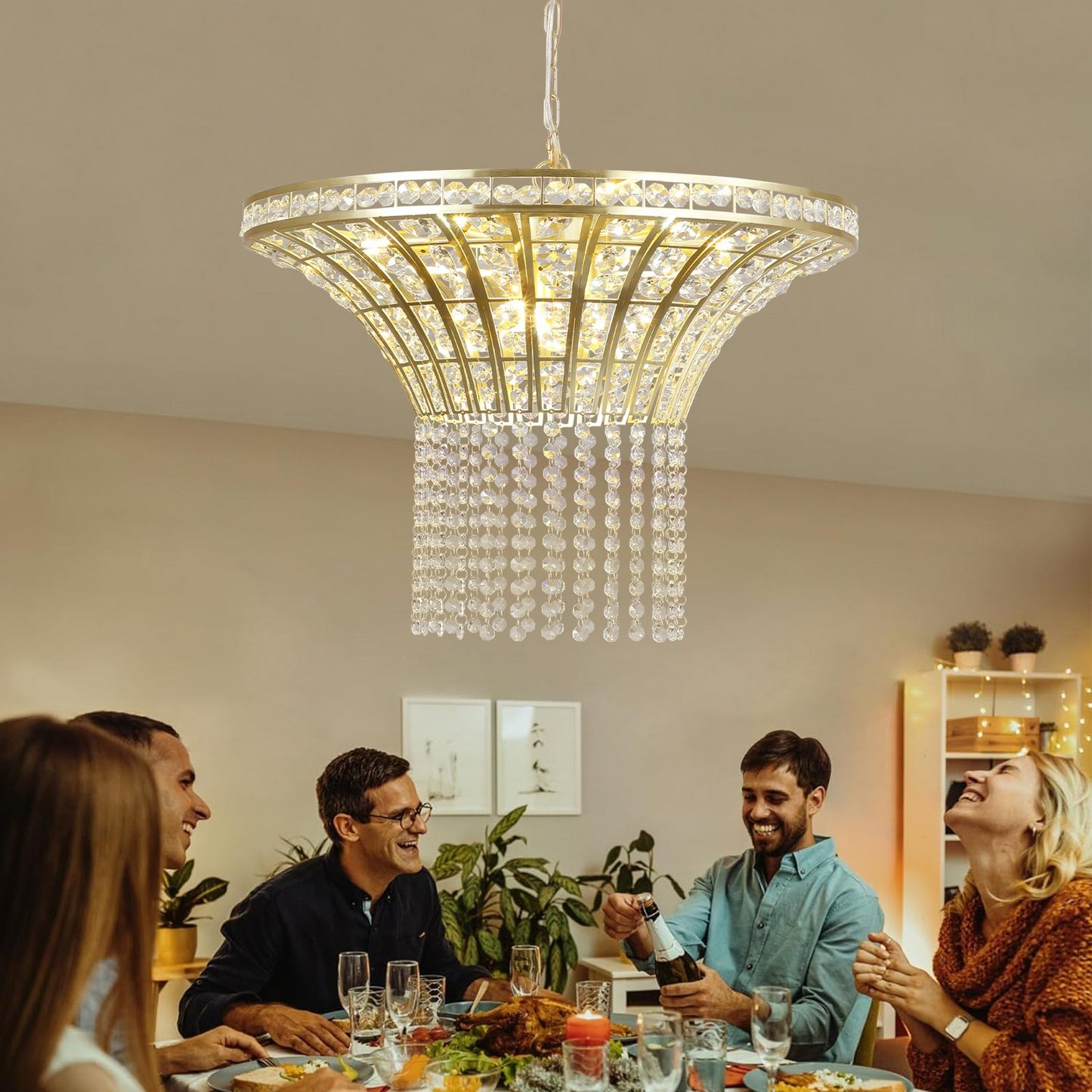 (Same as W1340P189414/L005016-D600-P8G) 8-Light 23.6" Wide Crystal Waterfall Chandelier
