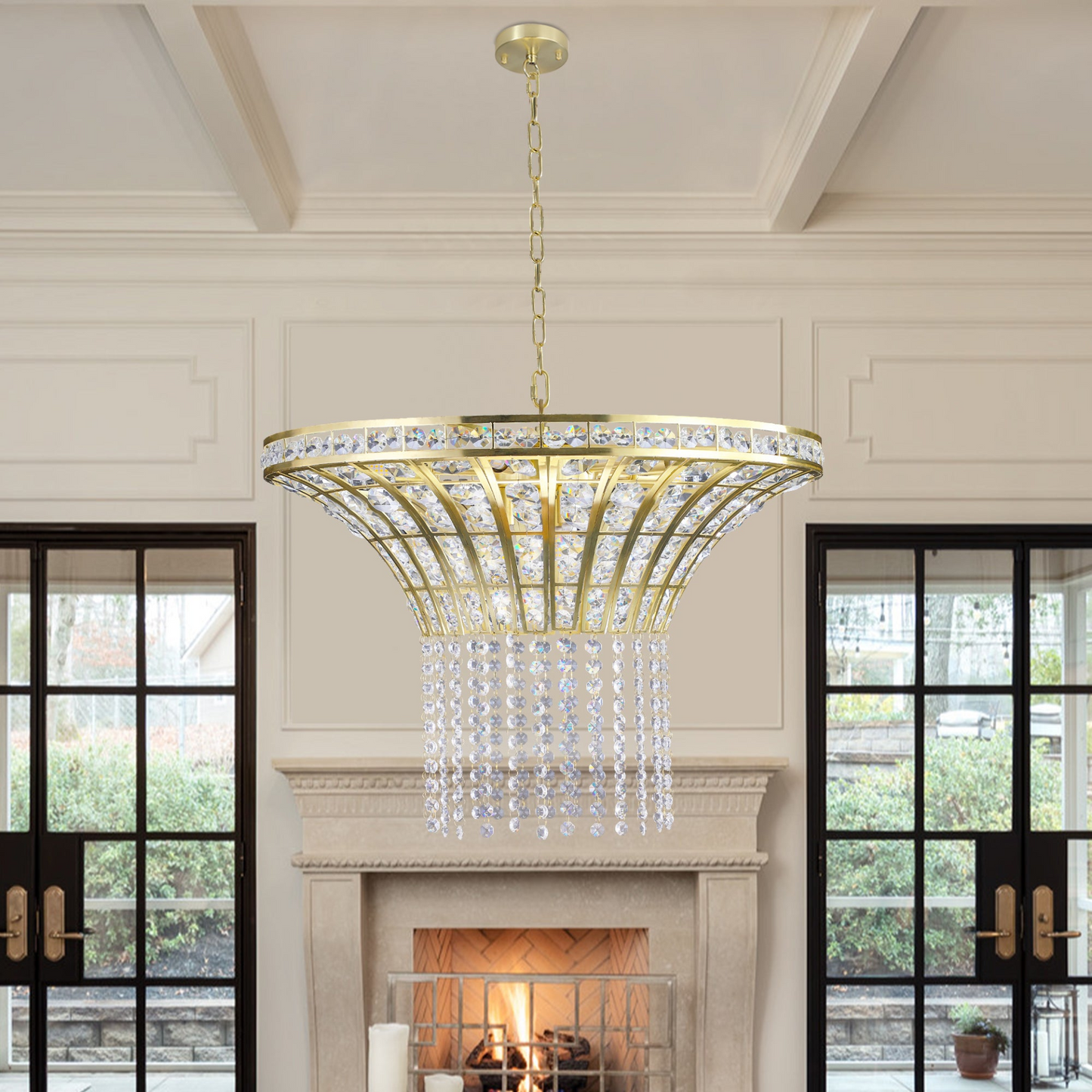(Same as W1340P189414/L005016-D600-P8G) 8-Light 23.6" Wide Crystal Waterfall Chandelier