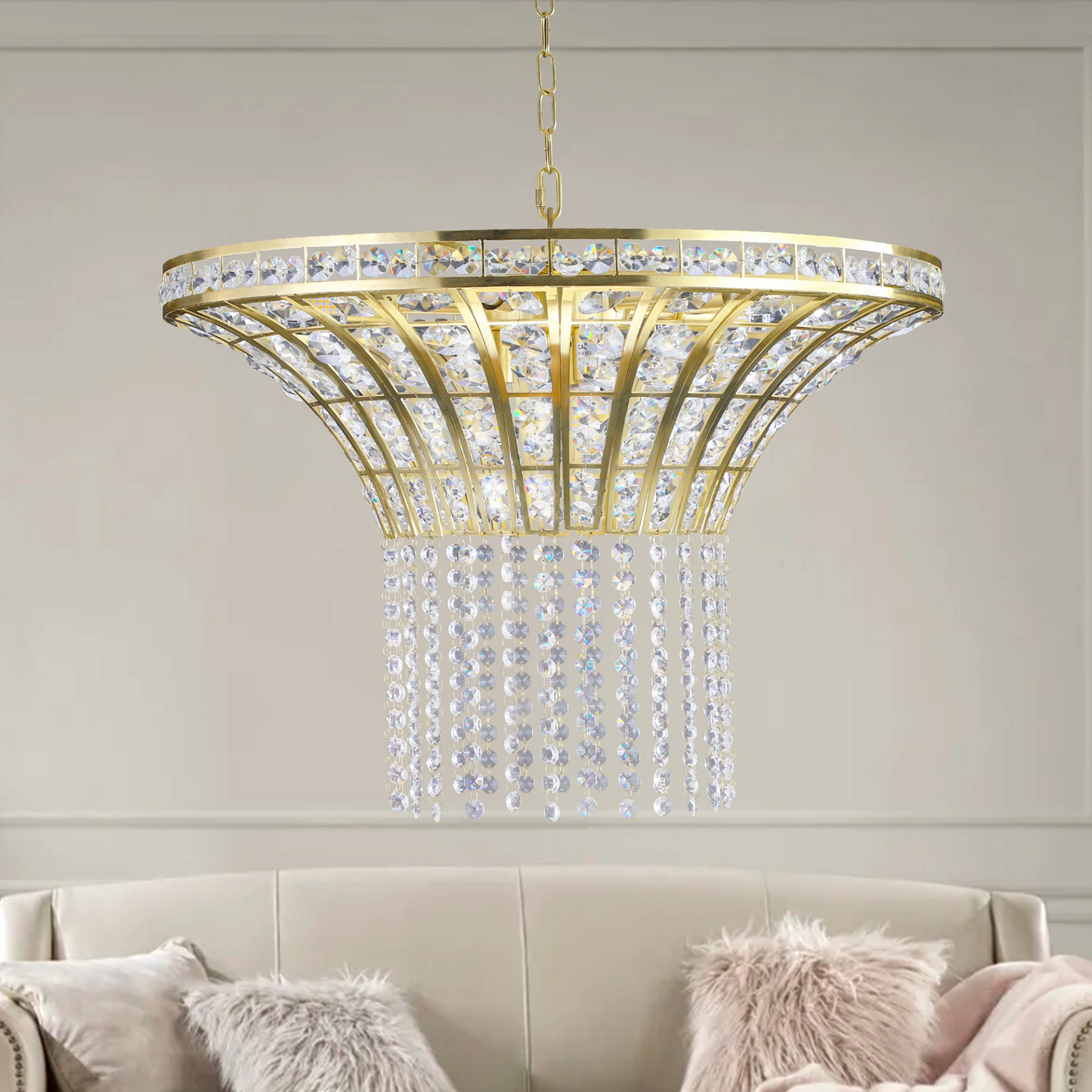 (Same as W1340P189414/L005016-D600-P8G) 8-Light 23.6" Wide Crystal Waterfall Chandelier