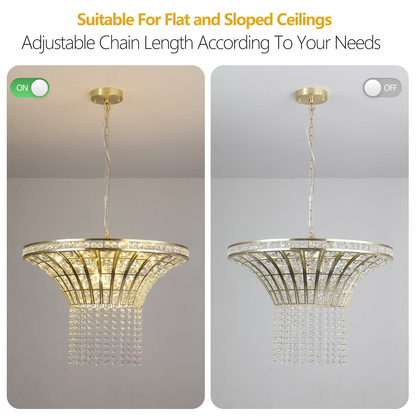 (Same as W1340P189414/L005016-D600-P8G) 8-Light 23.6" Wide Crystal Waterfall Chandelier