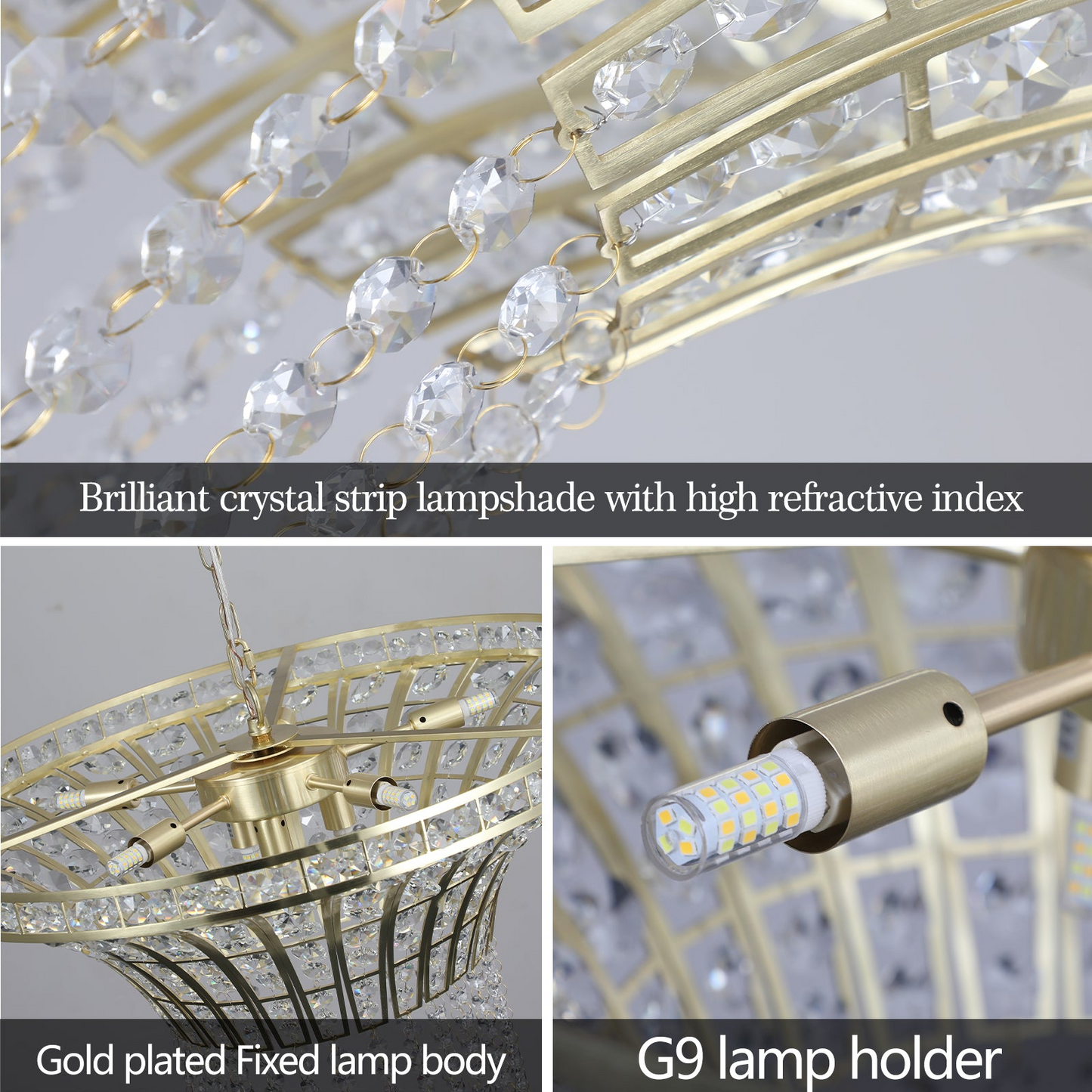 (Same as W1340P189414/L005016-D600-P8G) 8-Light 23.6" Wide Crystal Waterfall Chandelier