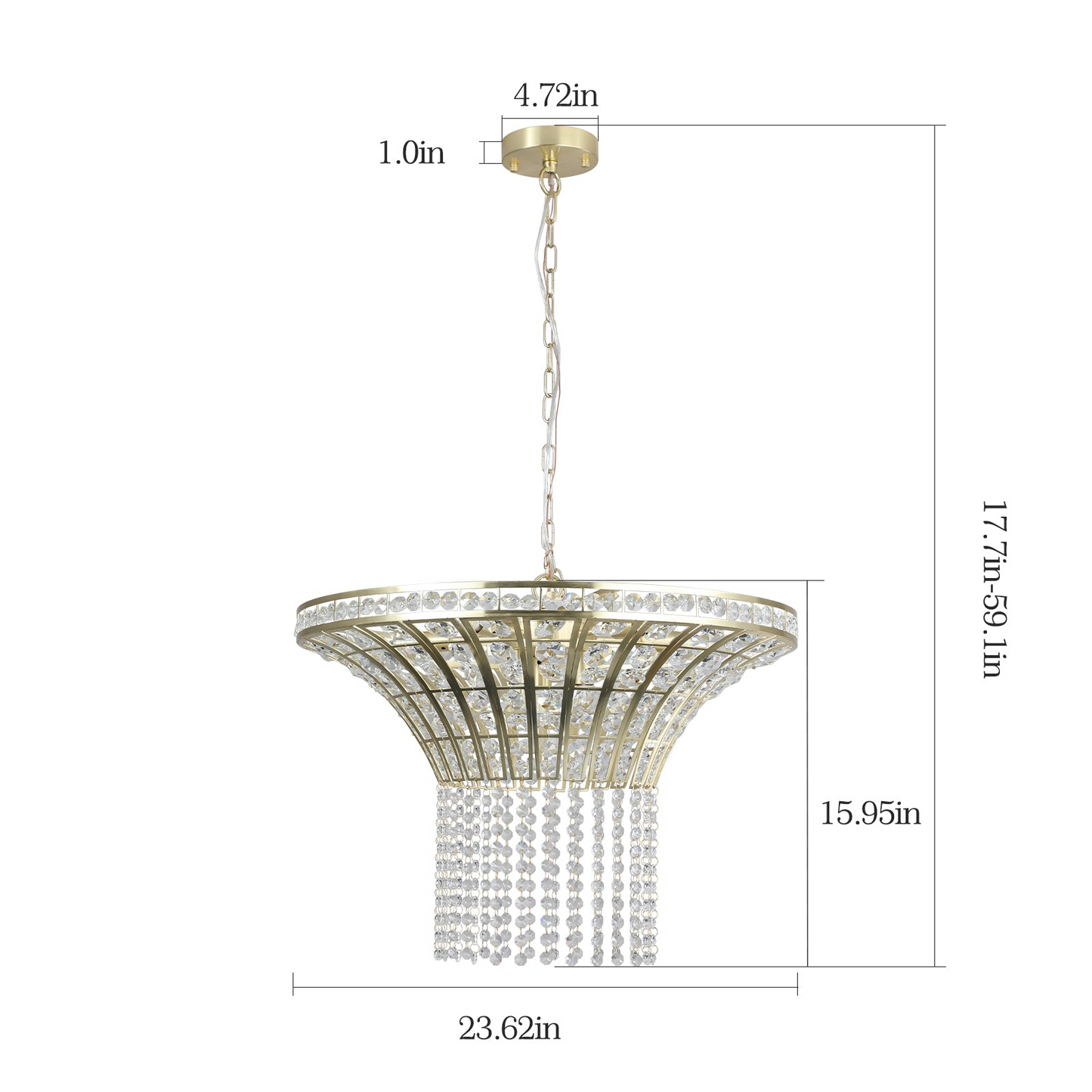 (Same as W1340P189414/L005016-D600-P8G) 8-Light 23.6" Wide Crystal Waterfall Chandelier