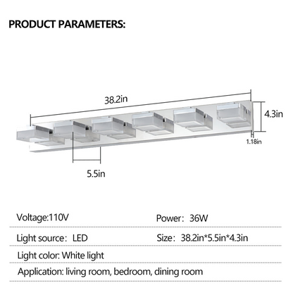 (Same as W1340110610/L2016) Modern 6-Light Chrome LED Vanity Mirror Light Fixture For Bathrooms And Makeup Tables