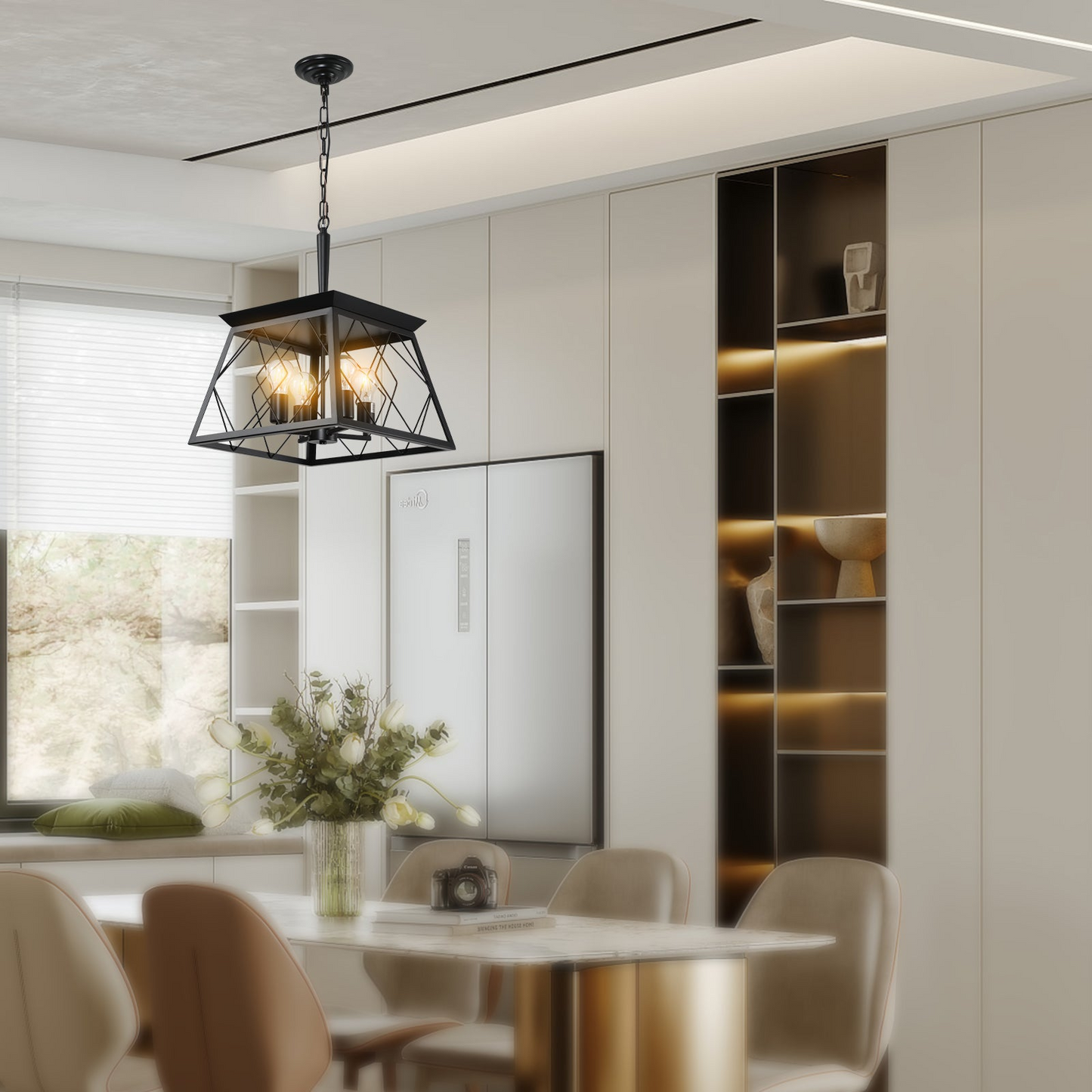 4-Light Farmhouse Chandeliers For Dining Room Black(No Bulbs)NEW SKU:W1340P206636