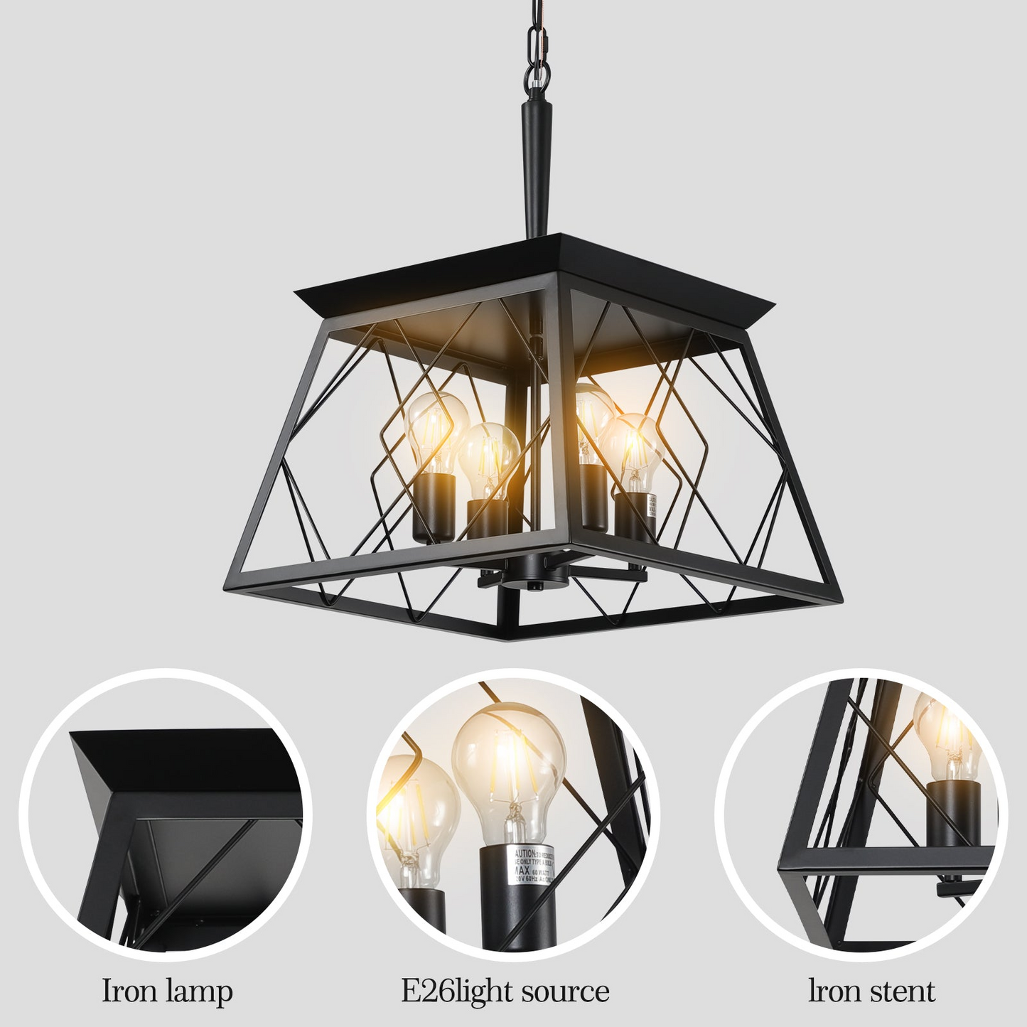 4-Light Farmhouse Chandeliers For Dining Room Black(No Bulbs)NEW SKU:W1340P206636
