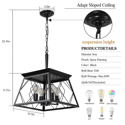 4-Light Farmhouse Chandeliers For Dining Room Black(No Bulbs)NEW SKU:W1340P206636